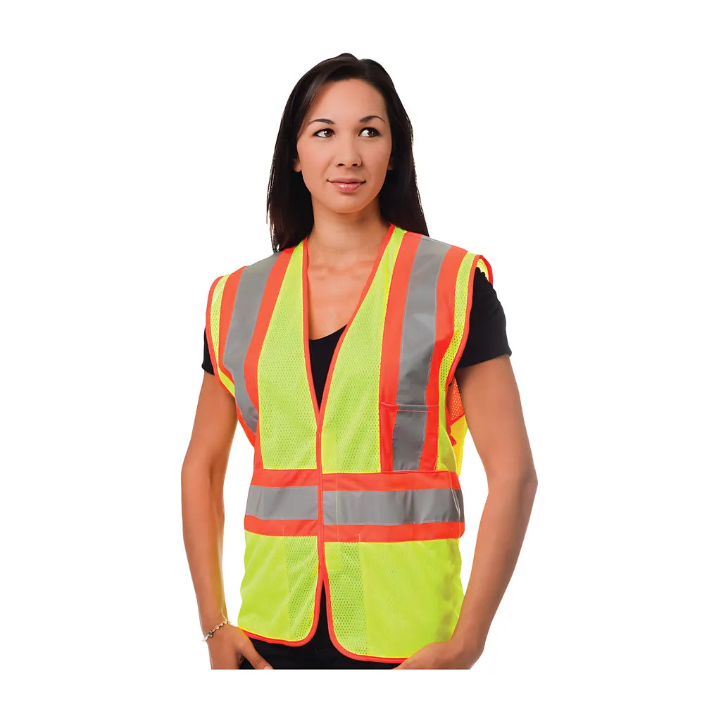 Pip 302-Mvatly-4X Ansi Type R Class 2 Two-Tone Three Pocket Mesh Vest 302-MVATLY-4X-14207