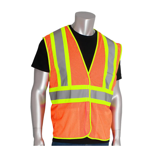 Pip 302-Mvator-M Ansi Type R Class 2 Two-Tone Three Pocket Mesh Vest 302-MVATOR-M-14163