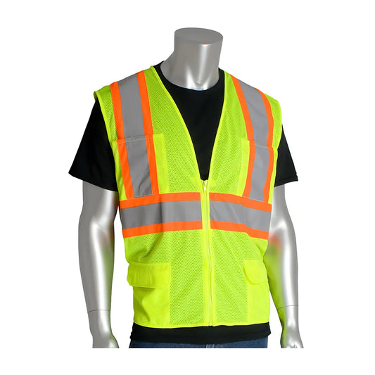 Pip 302-Mvzply-2X Ansi Type R Class 2 Two-Tone Six Pocket Mesh Vest 302-MVZPLY-2X-14348