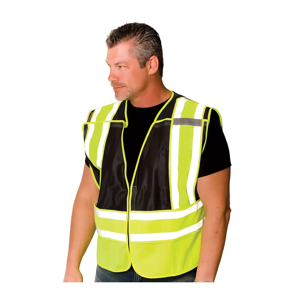 Pip 302-Psv-Blk-Nl-2X/5X Ansi Type P Class 2 Public Safety Vest 302-PSV-BLK-NL-2X5X-14404