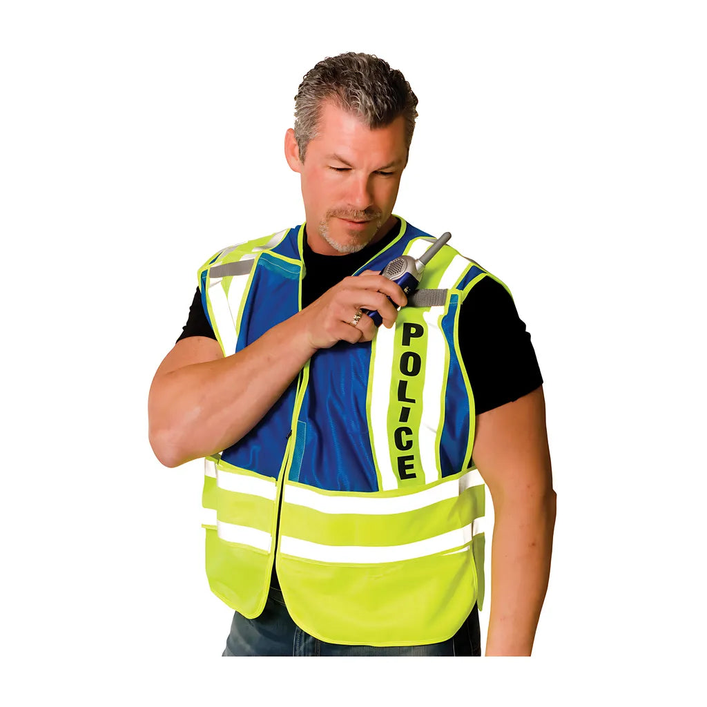 Pip 302-Psv-Blu-2X/5X Ansi Type P Class 2 Public Safety Vest - Police Logo 302-PSV-BLU-2X5X-14401