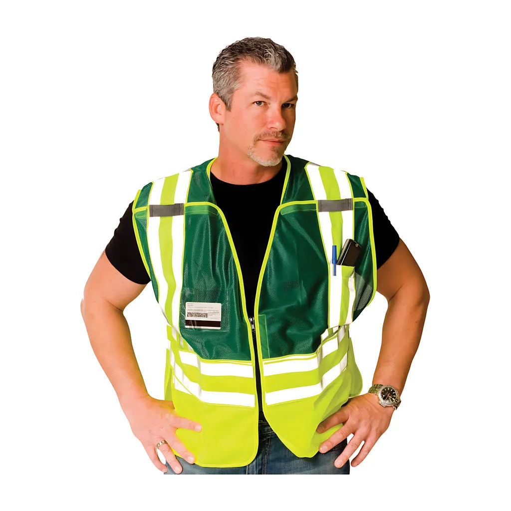Pip 302-Psv-Grn-2X/5X Ansi Type P Class 2 Incident Command Safety Vest 302-PSV-GRN-2X5X-14414