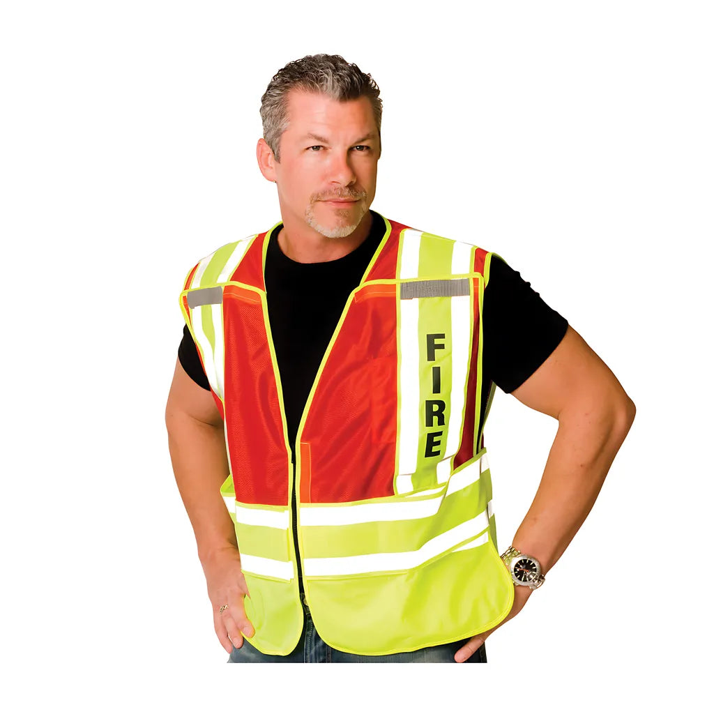 Pip 302-Psv-Red-2X/5X Ansi Type P Class 2 Public Safety Vest - Fire Logo 302-PSV-RED-2X5X-14423