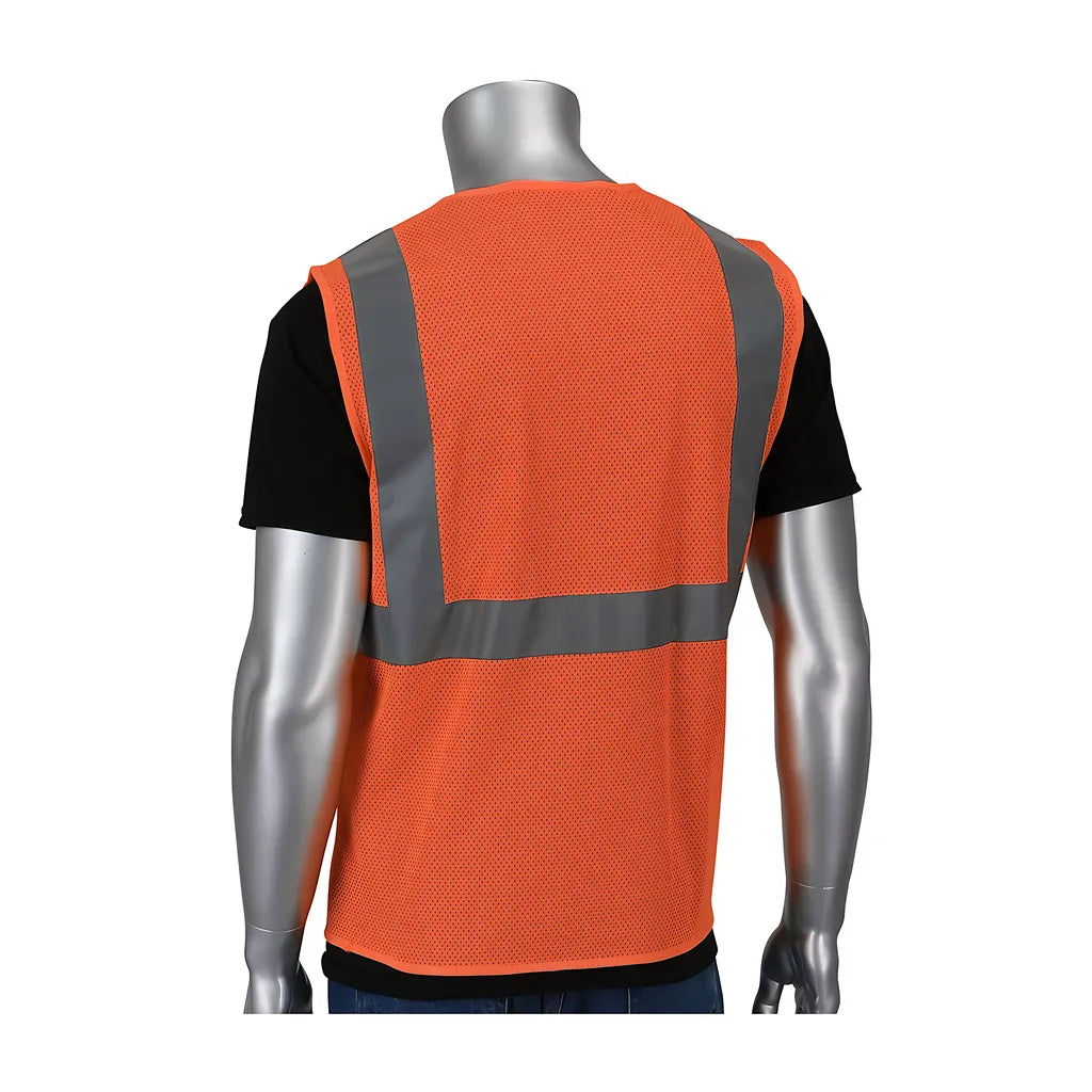 Pip 302-V200Or-4X/5X Ansi Type R Class 2 Two Pocket Value Zipper Mesh Vest 302-V200OR-4X5X-14461