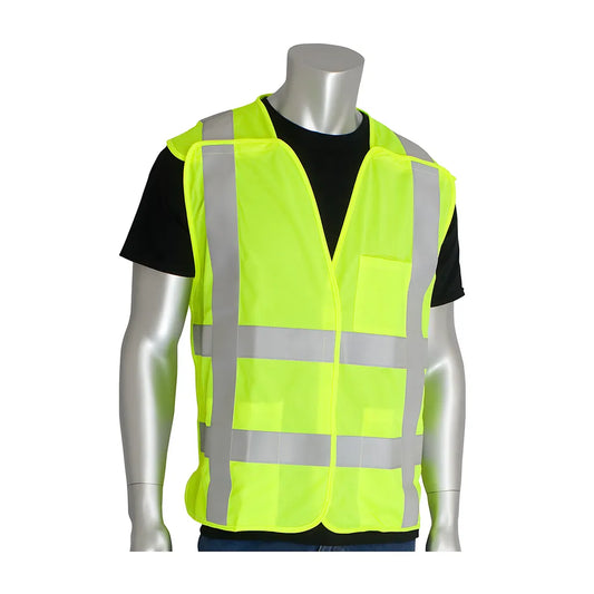 Pip 305-5Pvfrly-4X/5X Ansi Type R Class 2 Fr Treated Solid Breakaway Vest 305-5PVFRLY-4X5X-14912