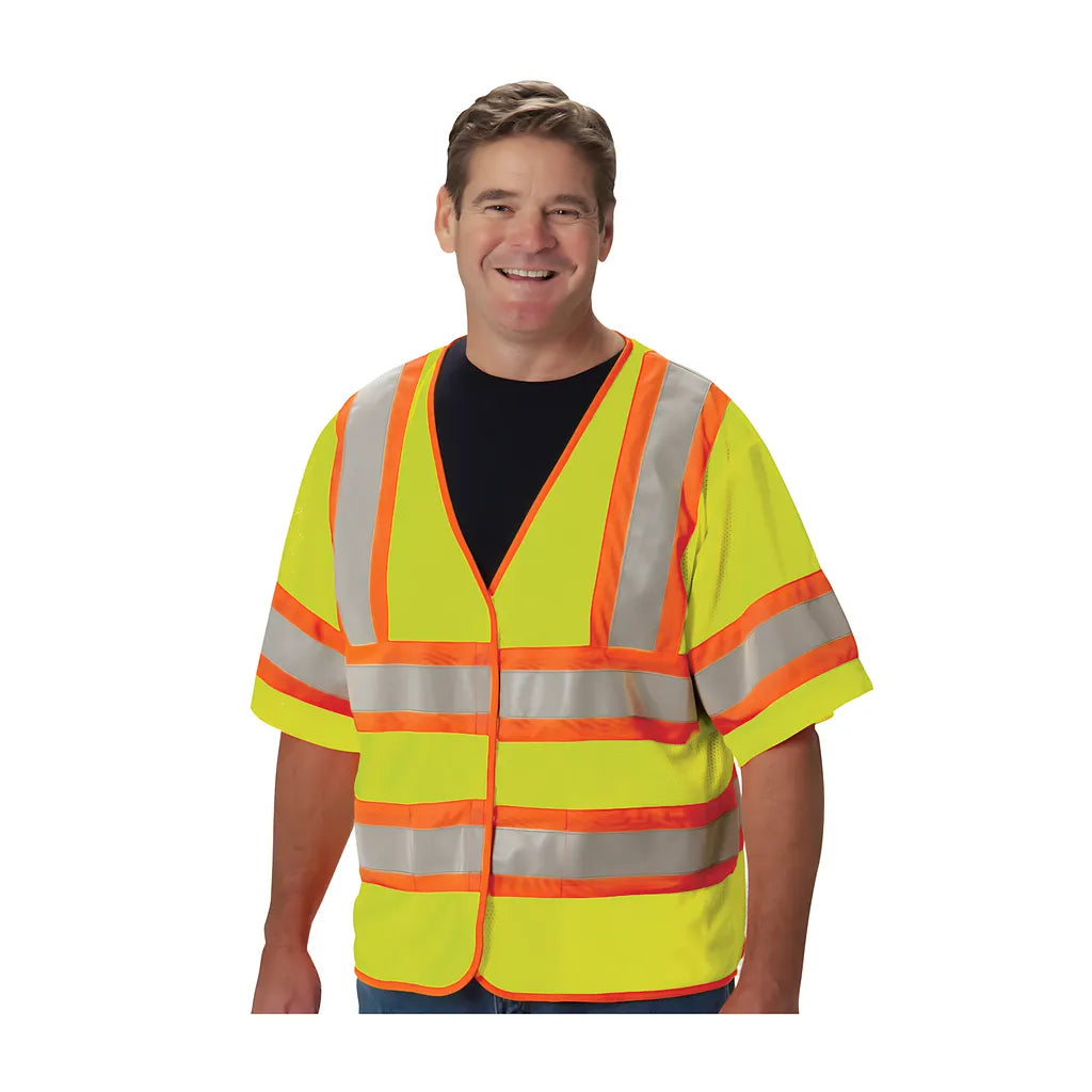Pip 305-Hsvpfrly-2X/3X Ansi Type R Class 3 Fr Treated Two-Tone Mesh Vest 305-HSVPFRLY-2X3X-14956