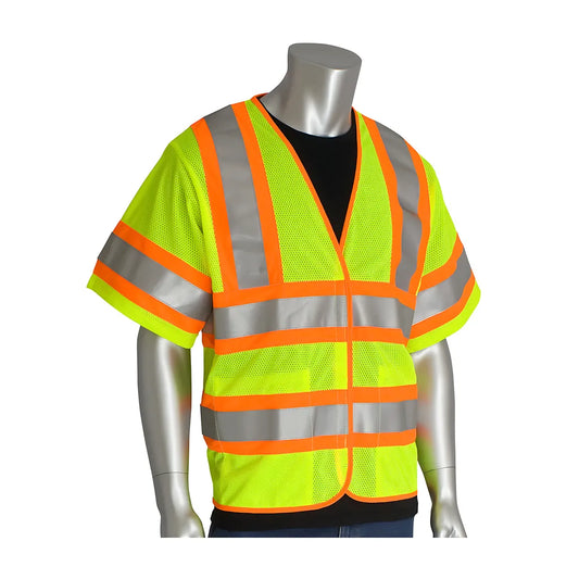 Pip 305-Hsvpfrly-4X/5X Ansi Type R Class 3 Fr Treated Two-Tone Mesh Vest 305-HSVPFRLY-4X5X-14957