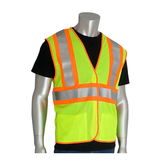 Pip 305-Mvfrly-4X/5X Ansi Type R Class 2 Fr Treated Two-Tone Mesh Vest 305-MVFRLY-4X5X-14973