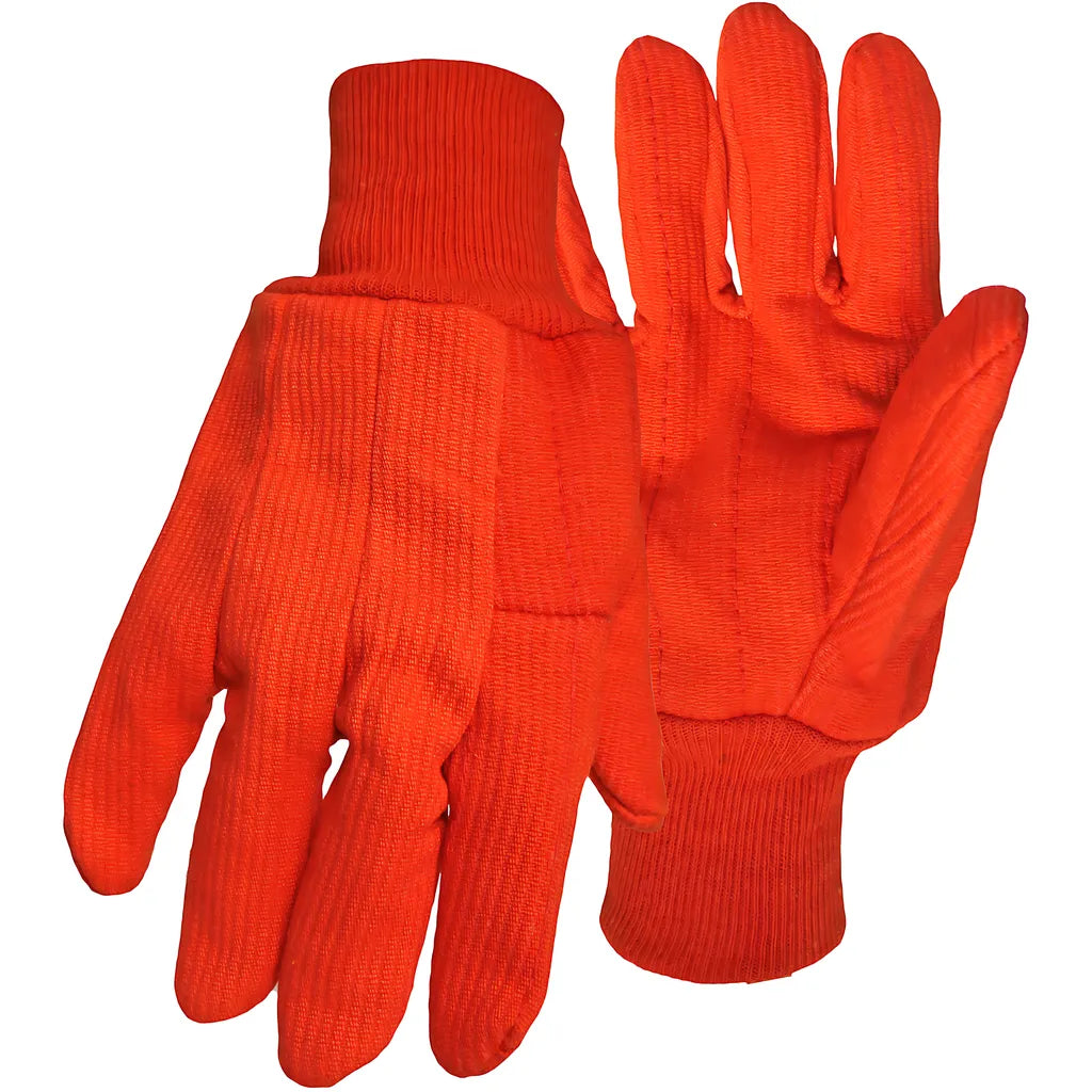 Boss 30Pcf Hi-Vis Polyester/Cotton Corded Double Palm Glove With Nap-In Finish - Knit Wrist 30PCF-15046