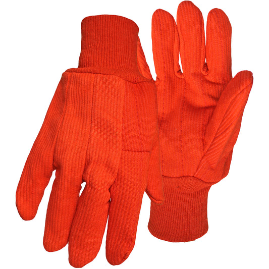 Boss 30PCF Hi-Vis Polyester/Cotton Corded Double Palm Glove with Nap-In Finish - Knit Wrist