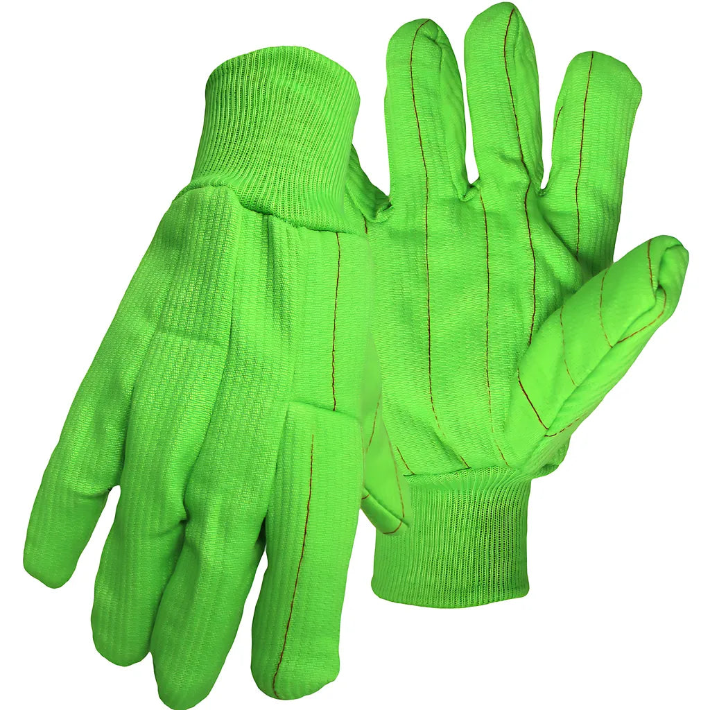 Boss 30Pcn Hi-Vis Polyester/Cotton Corded Double Palm Glove With Nap-In Finish - Knit Wrist 30PCN-15052