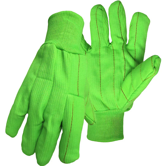 Boss 30Pcn Hi-Vis Polyester/Cotton Corded Double Palm Glove With Nap-In Finish - Knit Wrist 30PCN-15052