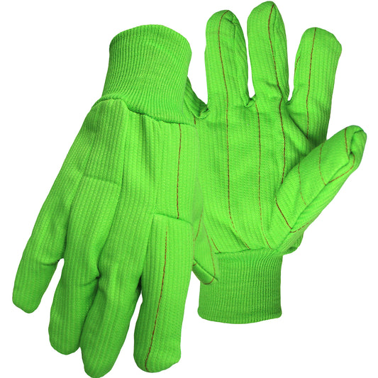 Boss 30PCN Hi-Vis Polyester/Cotton Corded Double Palm Glove with Nap-In Finish - Knit Wrist