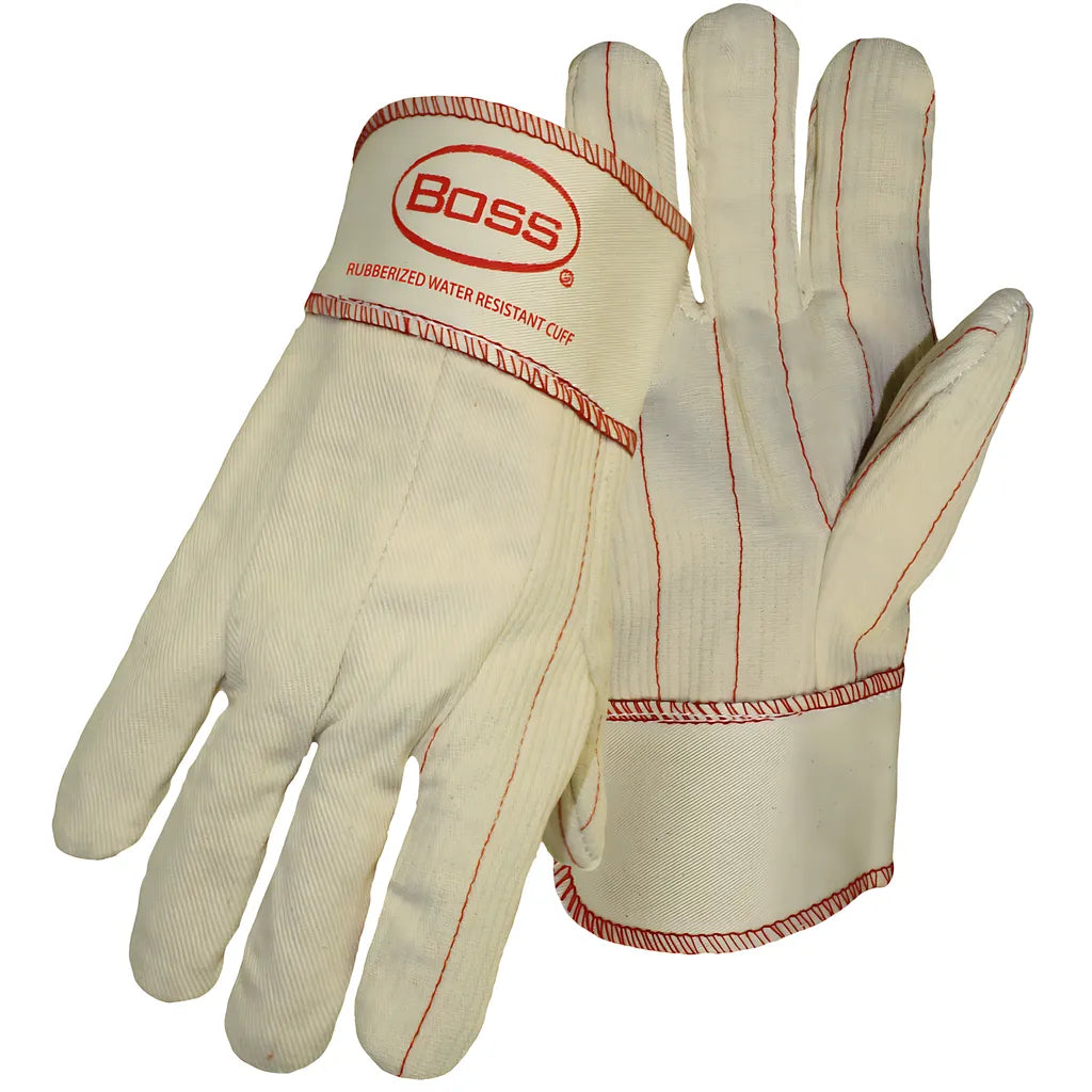 Boss 30Si Cotton Corded Double Palm Glove With Nap-In Finish - Rubberized Safety Cuff 30SI-15054