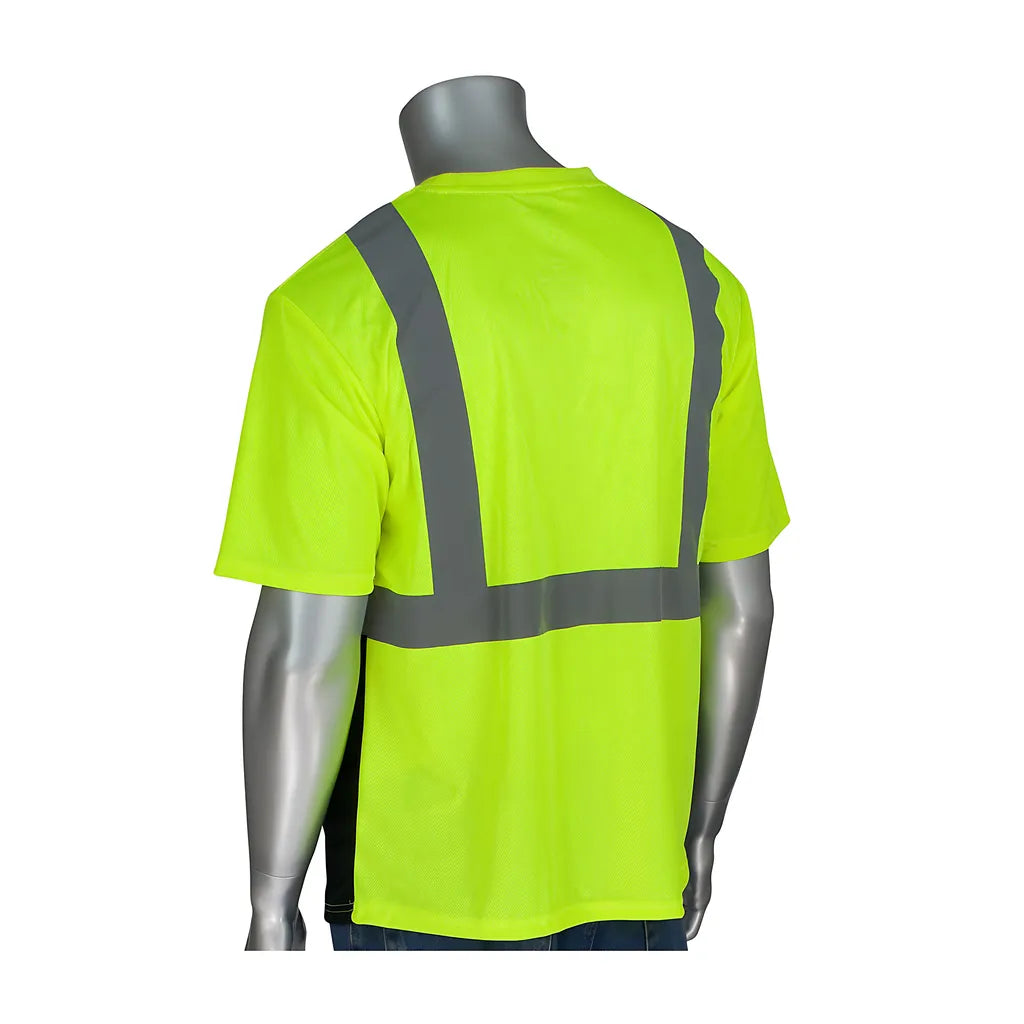 Pip 312-1250B-Ly/8X Ansi Type R Class 2 Short Sleeve T-Shirt With 50+ Upf Sun Protection And Black Bottom Front 312-1250B-LY8X-15369