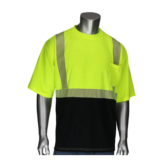 Pip 312-1275B-Ly/Xl Ansi Type R Class 2 Short Sleeve T-Shirt With Black Bottom Front 312-1275B-LYXL-15376