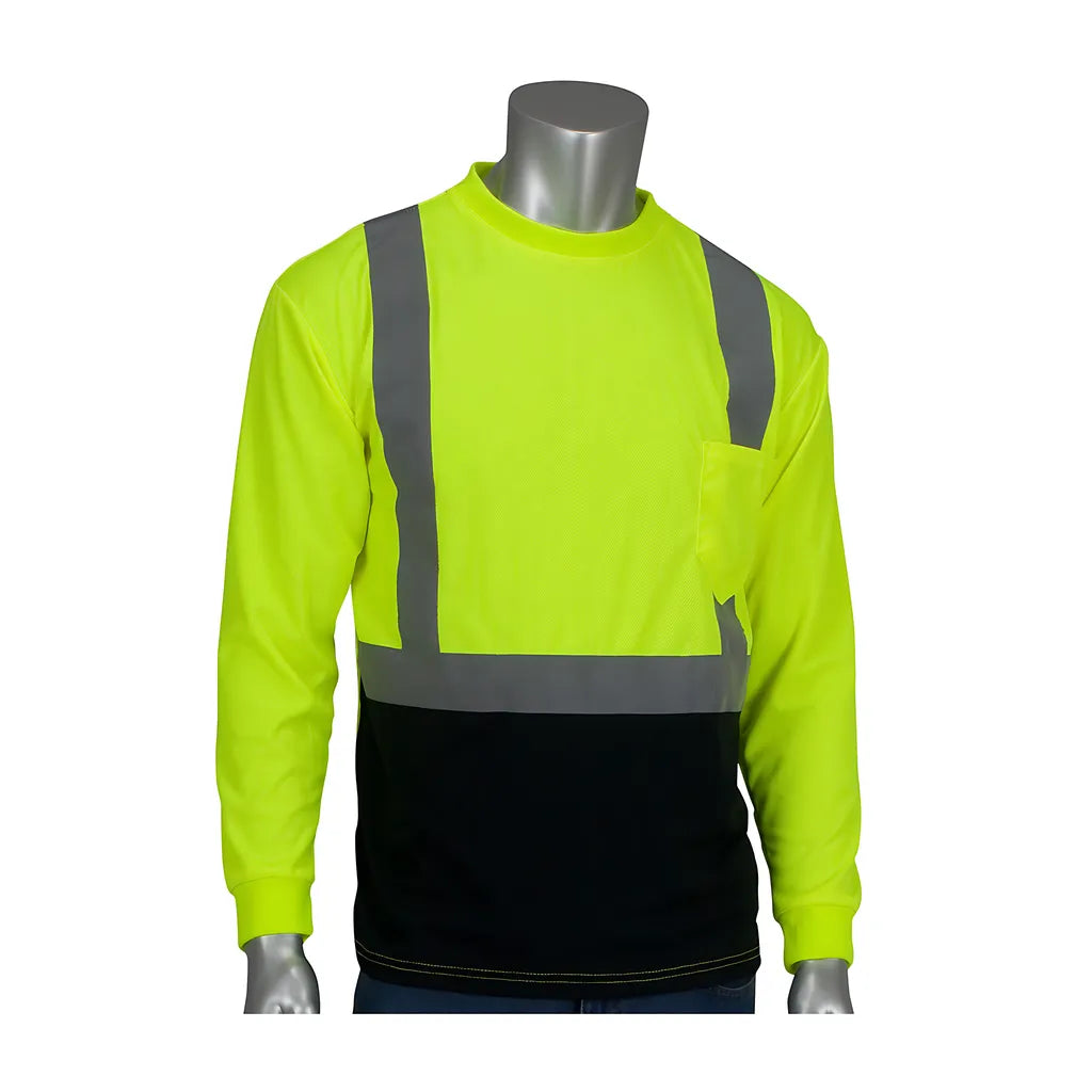 Pip 312-1350B-Ly/6X Ansi Type R Class 2 Long Sleeve T-Shirt With 50+ Upf Sun Protection And  Black Bottom Front 312-1350B-LY6X-15418
