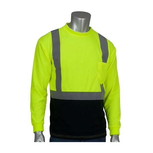 Pip 312-1350B-Ly/6X Ansi Type R Class 2 Long Sleeve T-Shirt With 50+ Upf Sun Protection And  Black Bottom Front 312-1350B-LY6X-15418