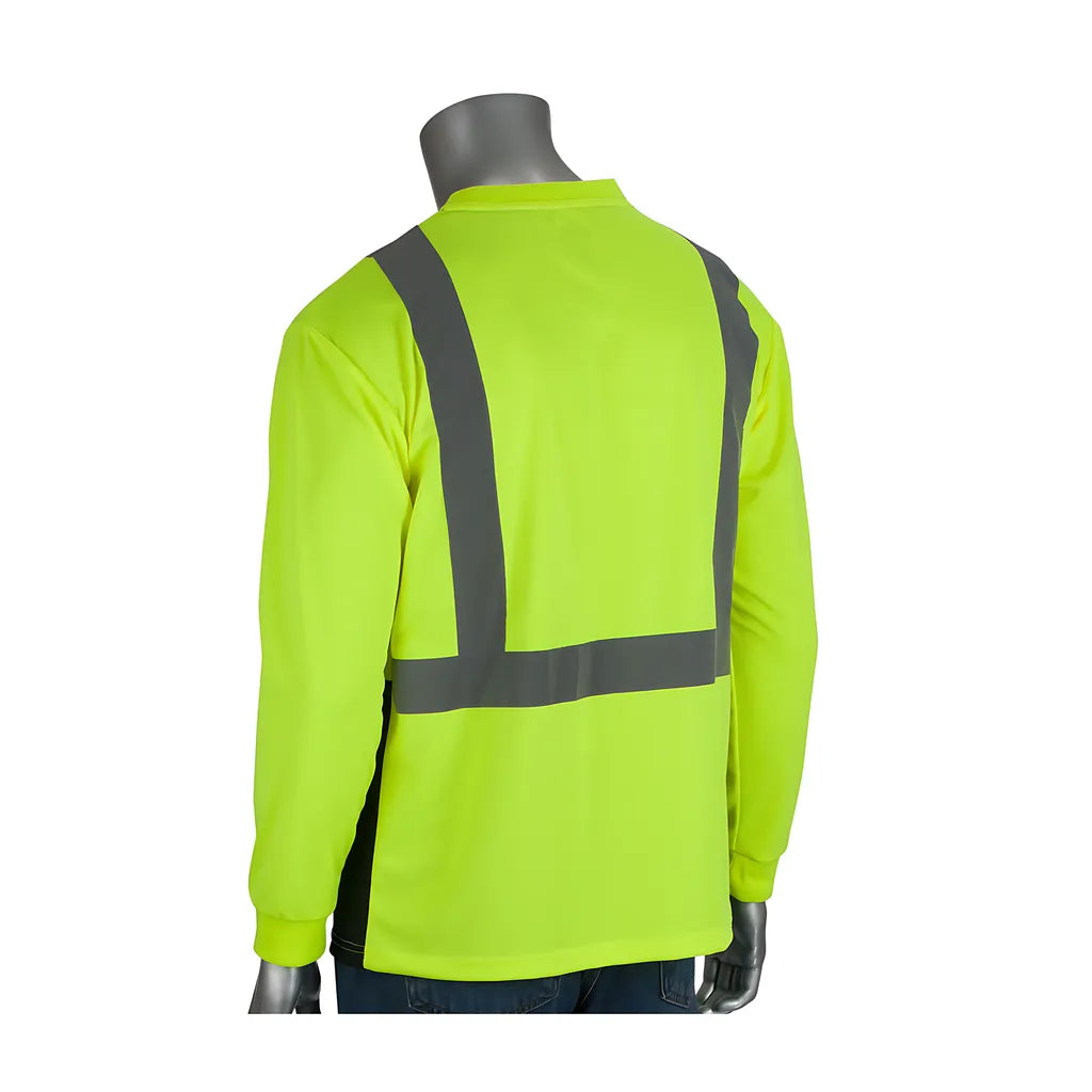 Pip 312-1350B-Ly/6X Ansi Type R Class 2 Long Sleeve T-Shirt With 50+ Upf Sun Protection And  Black Bottom Front 312-1350B-LY6X-15419
