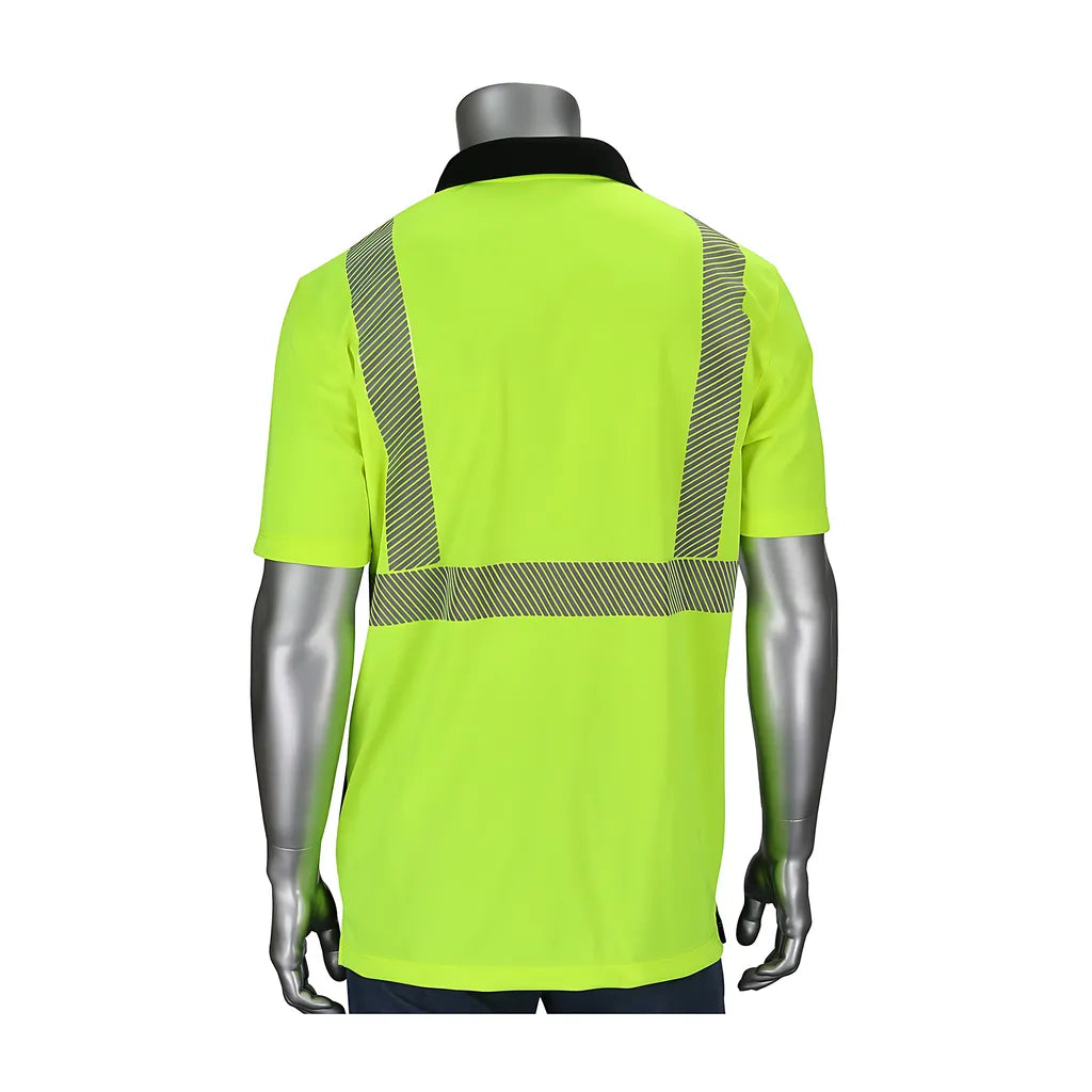 Pip 312-1500B-Ly/5X Ansi Type R Class 2 Polo Shirt With Black Bottom Front 312-1500B-LY5X-15447