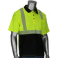 Pip 312-1610B-Ly/L Ansi Type R Class 2 Polo Shirt With Performance Moisture Control Fabric And Black Bottom Front 312-1610B-LYL-15434