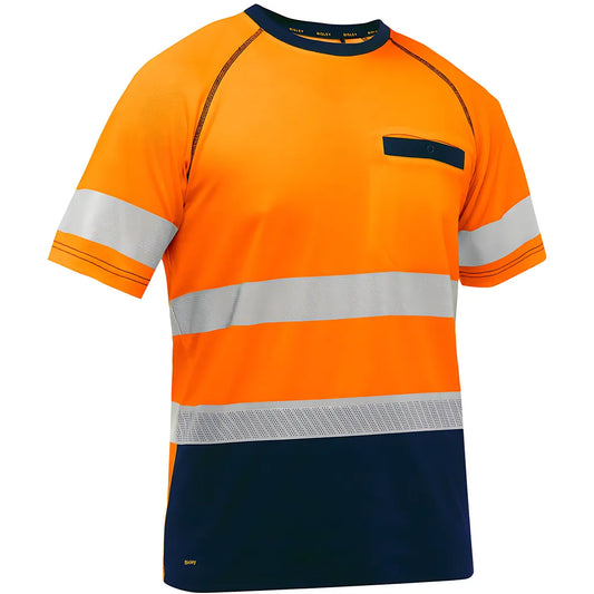 Bisley 312M1118T-On/4X Ansi Type R Class 2 Short Sleeve T-Shirt With Navy Bottom 312M1118T-ON4X-15459