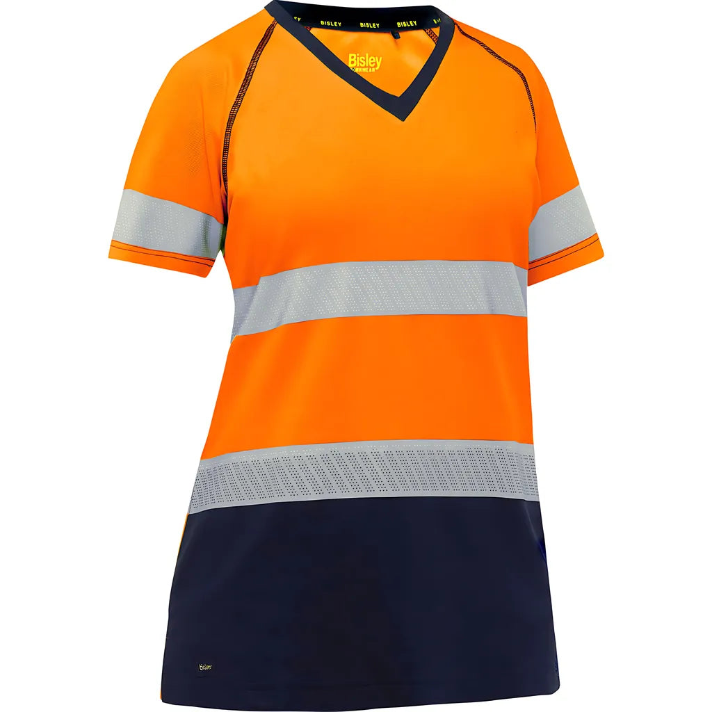 Bisley 312W1118T-On/L Ansi Type R Class 2 Women'S Short Sleeve T-Shirt With Navy Bottom 312W1118T-ONL-15485