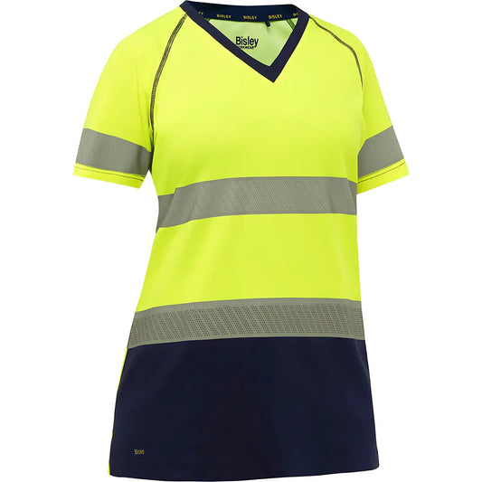 Bisley 312W1118T-Yn/2X Ansi Type R Class 2 Women'S Short Sleeve T-Shirt With Navy Bottom 312W1118T-YN2X-15501