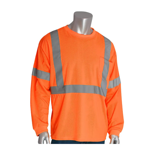 Pip 313-1300-Or/3X Ansi Type R Class 3 Long Sleeve T-Shirt 313-1300-OR3X-15535