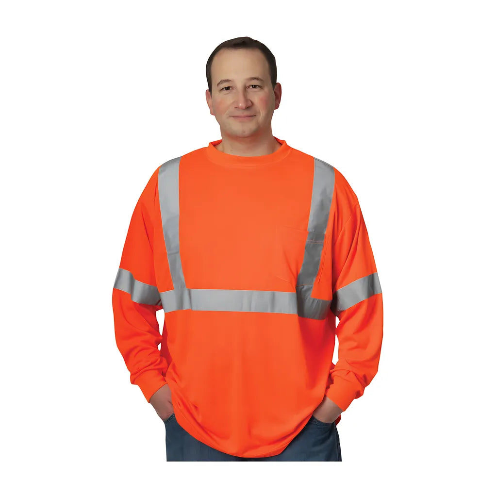 Pip 313-1300-Or/5X Ansi Type R Class 3 Long Sleeve T-Shirt 313-1300-OR5X-15540