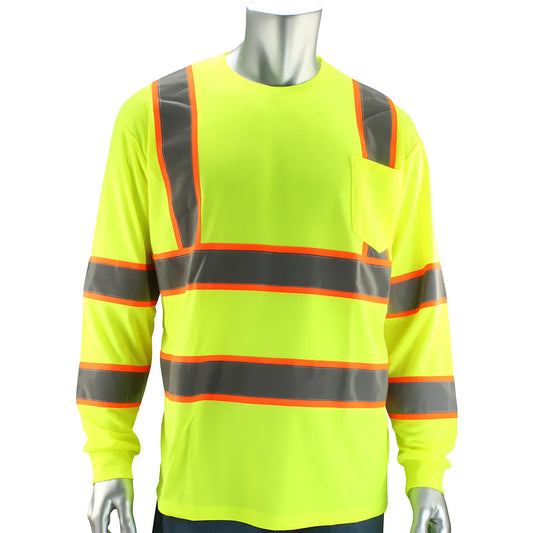 Pip 313-1345-Ly/M Ansi Type R Class 3 Two-Tone Long Sleeve T-Shirt 313-1345-LYM-15577