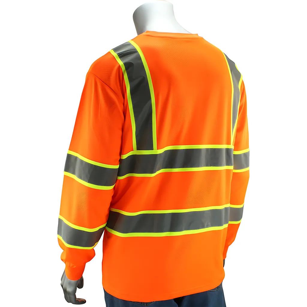 Pip 313-1345-Or/2X Ansi Type R Class 3 Two-Tone Long Sleeve T-Shirt 313-1345-OR2X-15566