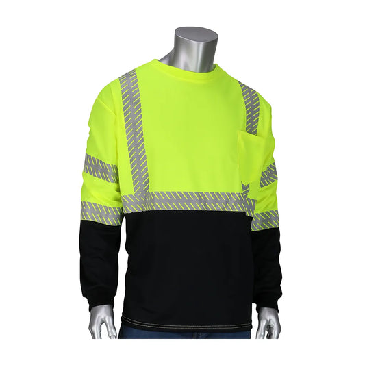 Pip 313-1375B-Ly/5X Ansi Type R Class 3 Long Sleeve T-Shirt With 50+ Upf Sun Protection, Built-In Insect Repellent And Black Bottom Front 313-1375B-LY5X-15599
