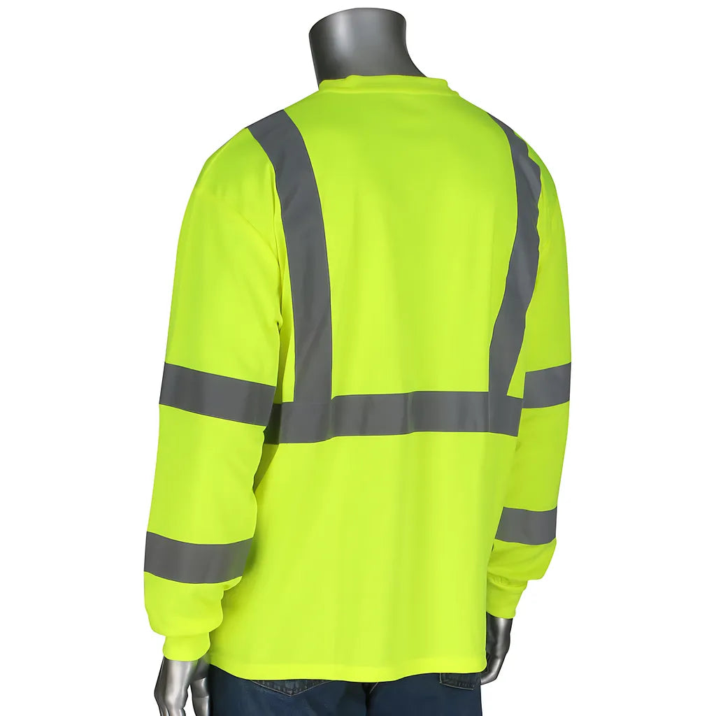 Pip 313-1390B-Ly/6X Ansi Type R Class 3 Long Sleeve T-Shirt With 50+ Upf Sun Protection And Black Bottom Front 313-1390B-LY6X-15638