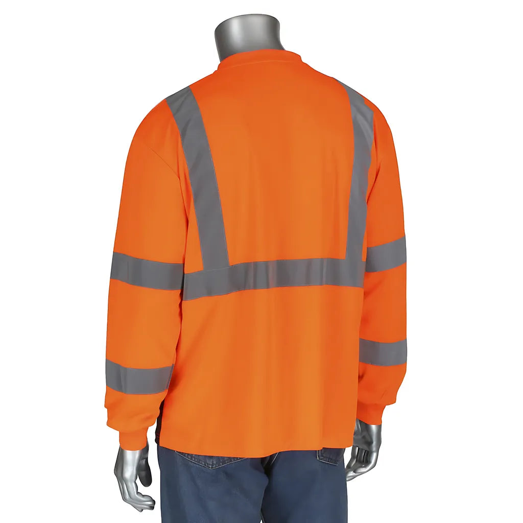 Pip 313-1390B-Or/6X Ansi Type R Class 3 Long Sleeve T-Shirt With 50+ Upf Sun Protection And Black Bottom Front 313-1390B-OR6X-15618