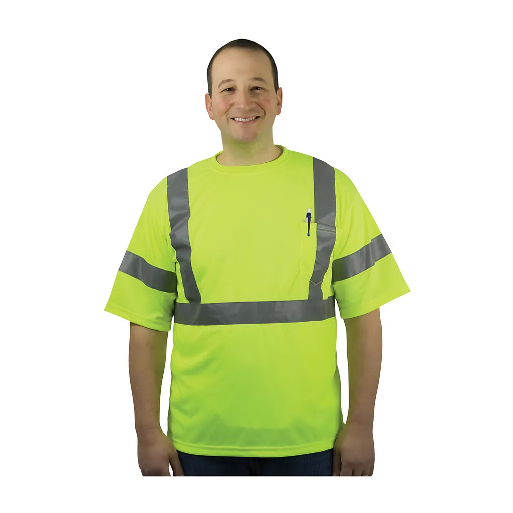 Pip 313-1400-Ly/4X Ansi Type R Class 3 And Can/Csa Z96 X-Back Short Sleeve T-Shirt 313-1400-LY4X-15681