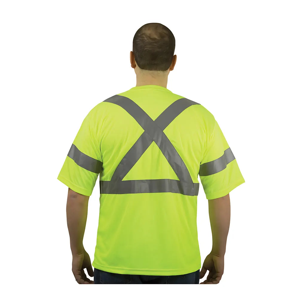 Pip 313-1400-Ly/4X Ansi Type R Class 3 And Can/Csa Z96 X-Back Short Sleeve T-Shirt 313-1400-LY4X-15682