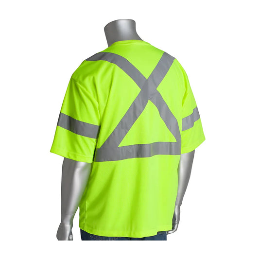 Pip 313-1400-Ly/5X Ansi Type R Class 3 And Can/Csa Z96 X-Back Short Sleeve T-Shirt 313-1400-LY5X-15683