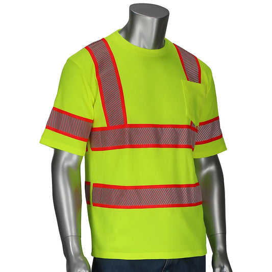 Pip 313-1650-Ly/5X Ansi Type R Class 3 Two-Tone Short Sleeve T-Shirt 313-1650-LY5X-15701