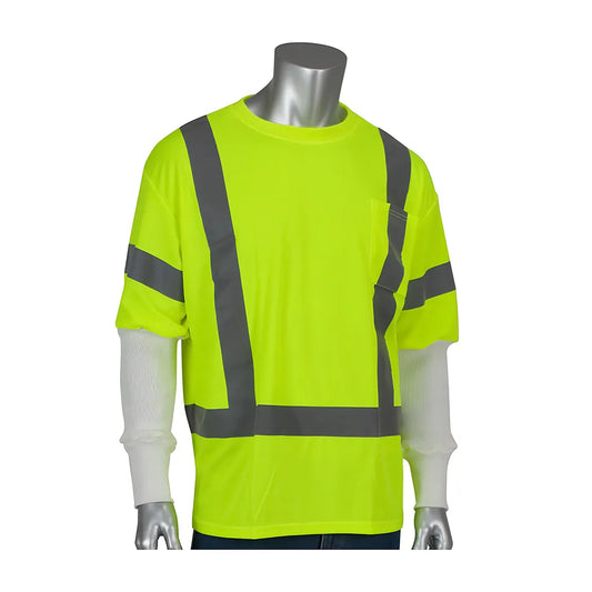 Pip 313-Cntsely-3X-Pri18W Ansi Type R Class 3 Short Sleeve T-Shirt With Integrated Pritex Antimicrobial Sleeve 313-CNTSELY-3X-PRI18W-15746