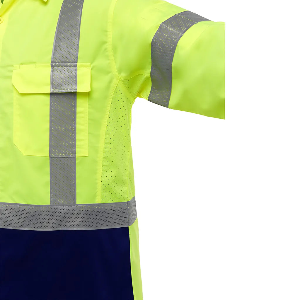 Bisley 313M6491H-Yn/2X Ansi Type R Class 3 Long Sleeve Work Shirt With X-Airflow And Navy Bottom 313M6491H-YN2X-15970