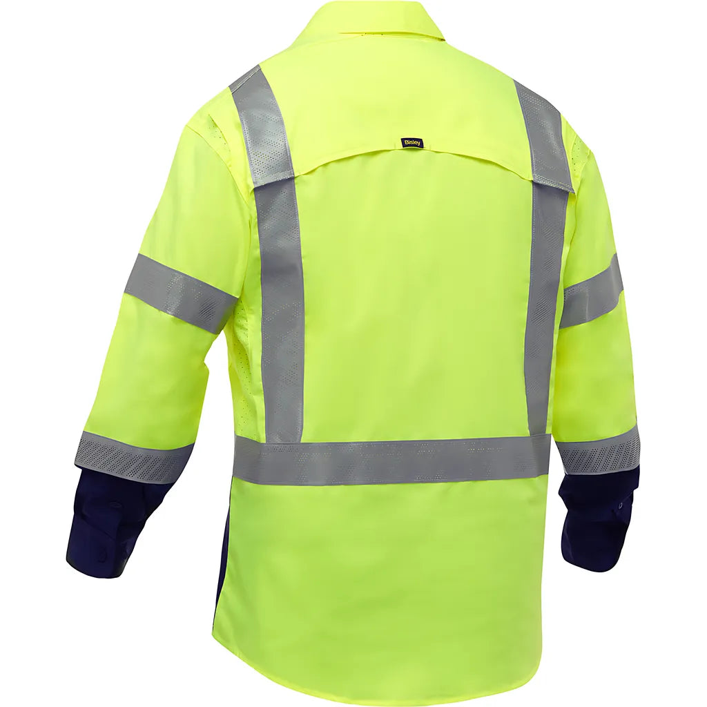Bisley 313M6491H-Yn/5X Ansi Type R Class 3 Long Sleeve Work Shirt With X-Airflow And Navy Bottom 313M6491H-YN5X-15980