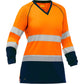 Bisley 313W6118T-On/3X Ansi Type R Class 3 Women'S Long Sleeve Shirt With Navy Bottom 313W6118T-ON3X-16026
