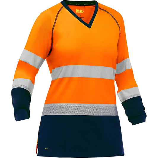 Bisley 313W6118T-On/3X Ansi Type R Class 3 Women'S Long Sleeve Shirt With Navy Bottom 313W6118T-ON3X-16026