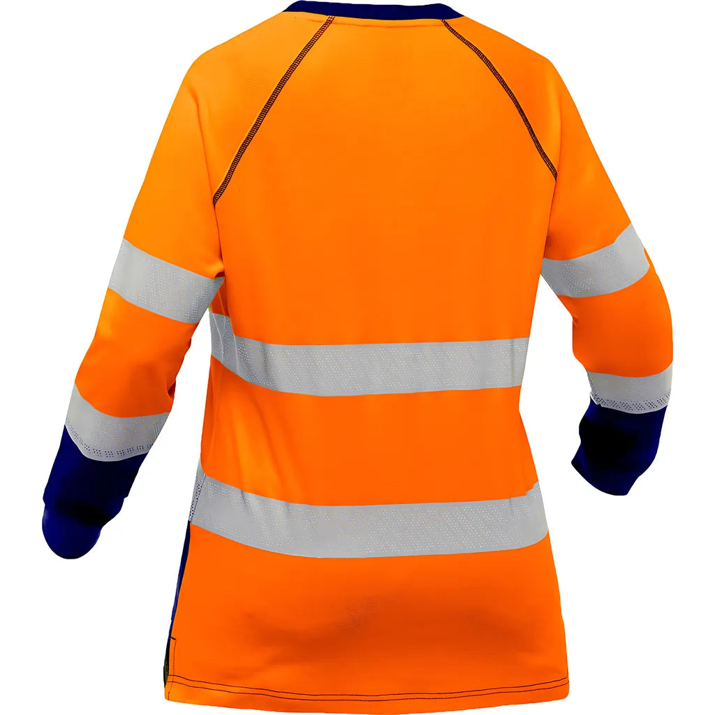 Bisley 313W6118T-On/L Ansi Type R Class 3 Women'S Long Sleeve Shirt With Navy Bottom 313W6118T-ONL-16021