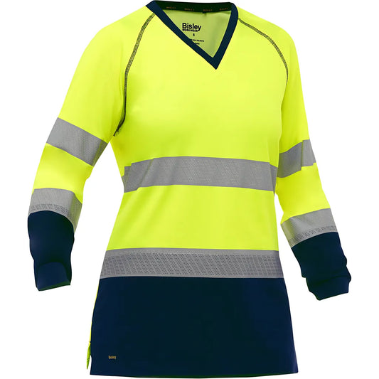 Bisley 313W6118T-Yn/Xl Ansi Type R Class 3 Women'S Long Sleeve Shirt With Navy Bottom 313W6118T-YNXL-16034