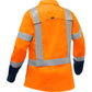 Bisley 313W6491H-On/3X Ansi Type R Class 2 Women'S Long Sleeve Work Shirt With X-Airflow And Navy Bottom 313W6491H-ON3X-16101