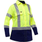 Bisley 313W6491H-Yn/2X Ansi Type R Class 2 Women'S Long Sleeve Work Shirt With X-Airflow And Navy Bottom 313W6491H-YN2X-16108