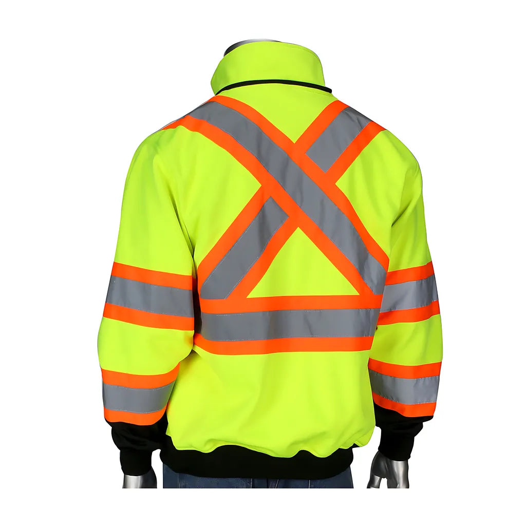 Pip 323-1475X-Ly/3X Ansi Type R Class 3 And Can/Csa Z96 Two-Tone X-Back Full Zip Grid Fleece Sweatshirt With Black Bottom 323-1475X-LY3X-16497