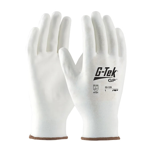 G-Tek 33-125/L Seamless Knit Nylon Blend Glove With Polyurethane Coated Flat Grip On Palm & Fingers 33-125L-16673